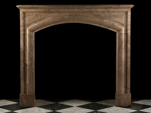 Louis XIV Fireplace in Crema Valencia Marble, French 19th Century