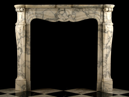 Louis XV Pompadour Fireplace Mantel Arabescato Circa 1870